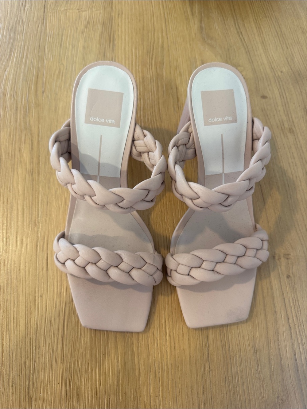 Dolce Vita Blush Braided Double-Strap Block Heel Sandals